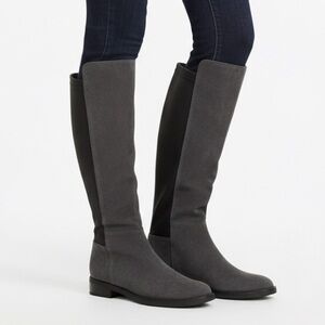 Blondo Waterproof Charcoal Grey Suede Tall Flat Leather Riding Boots Size 7.5